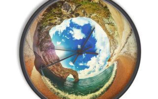 Durdle Door Tiny Planet Clock - Tiny Planet Things - Unique handmade seaside, coastal, tourist attraction gifts for sale.